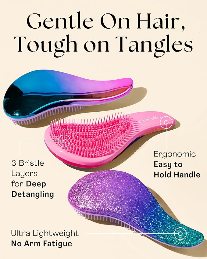 Lily England Hair Brushes for Women with Flexible Bristles - Pain-Free Detangler Brush for Curly, Thick, Straight & Natural Hair - Gentle Hairbrush for Women - Petrol Color