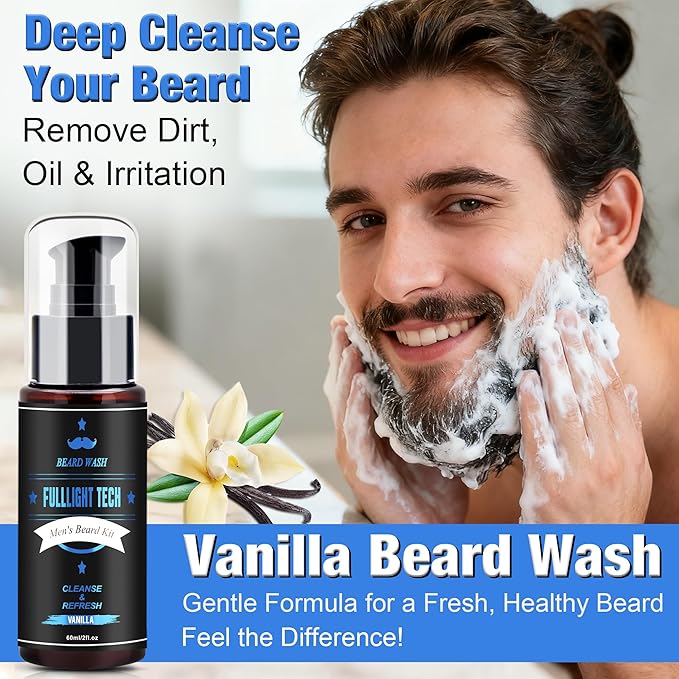Dad Gifts for Fathers Day,Beard Kit Includes 3-Scent Beard Oil,Vanilla Beard Shampoo & Balm, Brush, Comb,Scissors,Beard Care & Grooming Men Christmas Stocking Stuffers Gifts for Men Him Dad Boyfriend