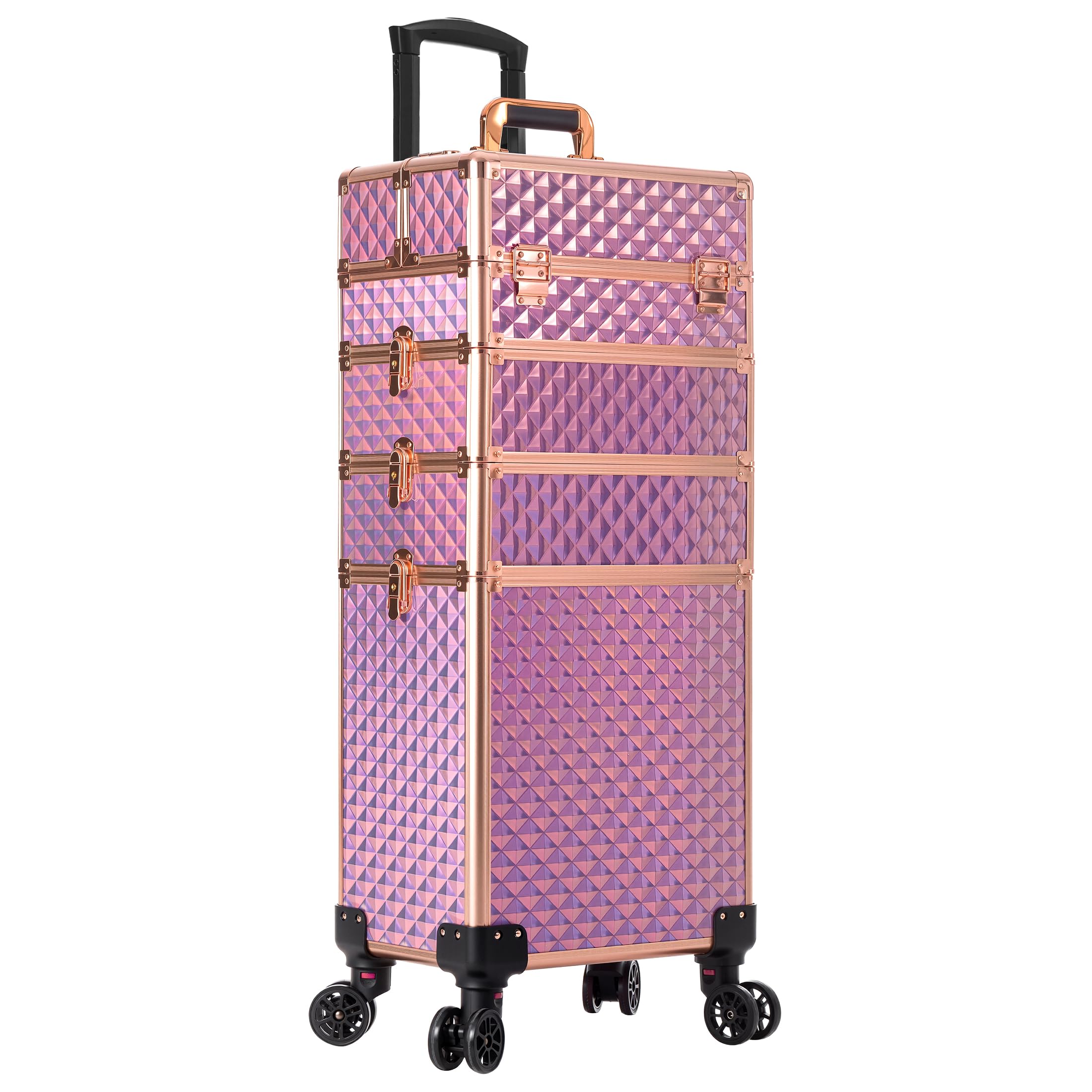 AROUS Rolling Train Makeup Case Cosmetology Case on Wheels, Pink