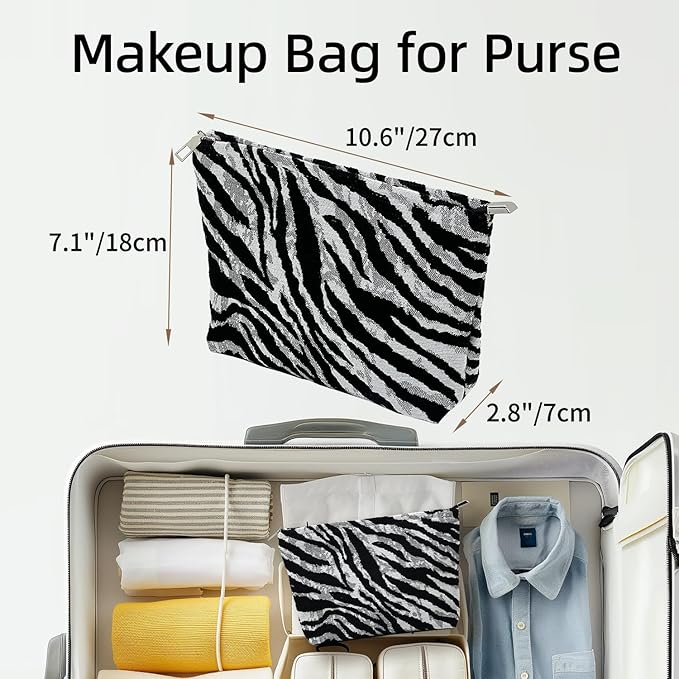 itgowisa Zebra Makeup Bag for Women,Travel Makeup Pouch Purse Organizer