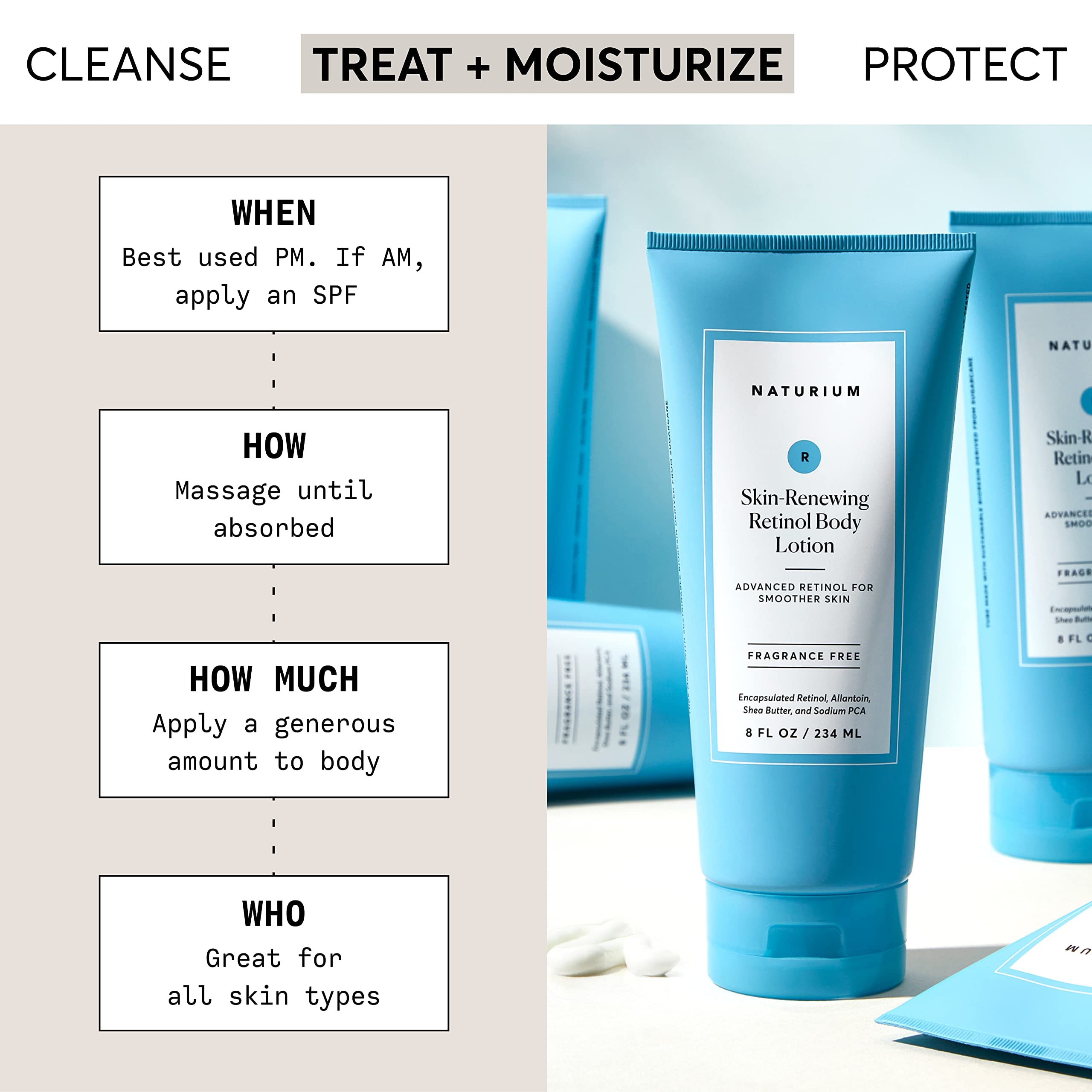 Naturium Skin-Renewing Retinol Body Lotion, with Shea Butter, 8 fl oz