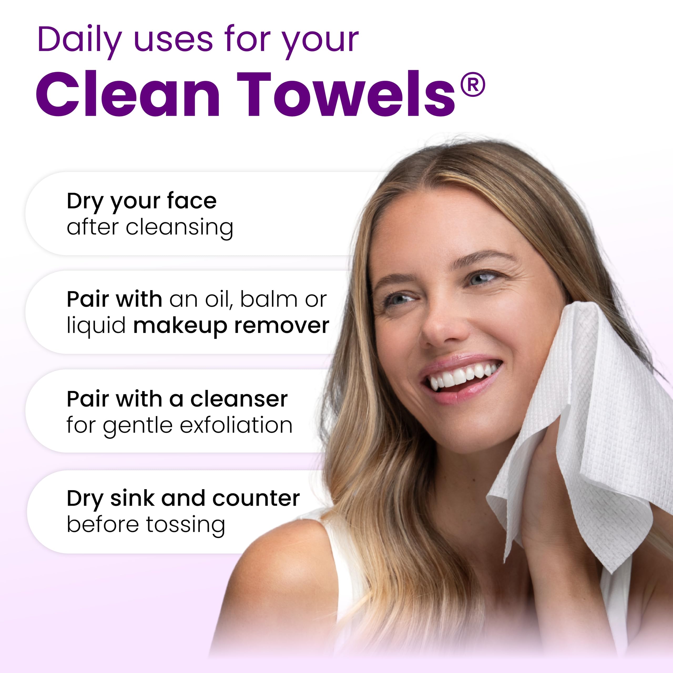 Reduces Fine Lines and Wrinkles in 6 weeks or Less, CLEAN SKIN CLUB Healthy Aging Clean Towels® XL, Disposable Face Towels, XL - 1 Pack (50 count)