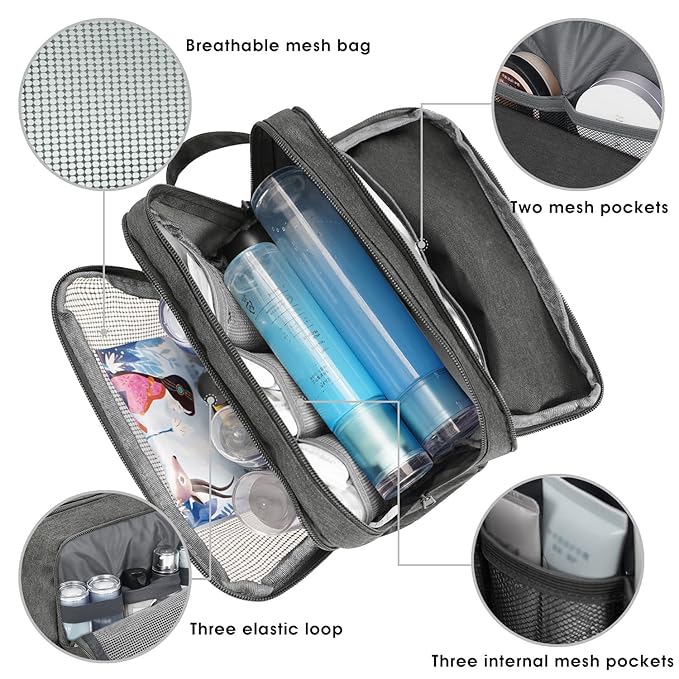 WANDF Travel Toiletry Bag for Men, Small Dopp Kit for Toiletries