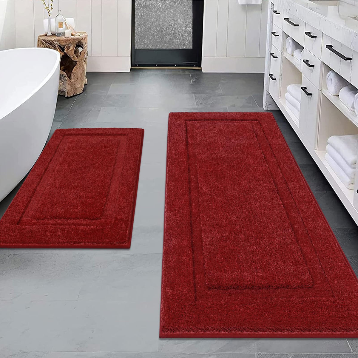 SHACOS Soft Microfiber Bathroom Rugs Set 2 Pieces with Toilet Rug