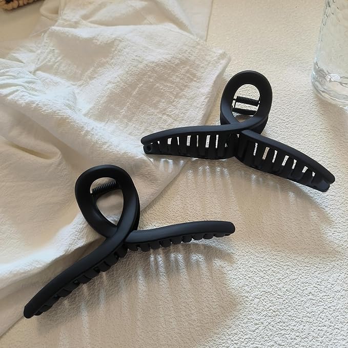 Nalodu 5 Inch Hair Claw Clips Extra Large No Slip Big Matte Jaw Clip for Long Curly Thick Hair Women, 4 Pack Black