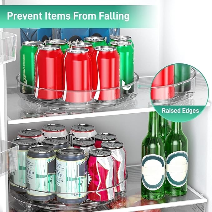 4 Pack Lazy Susan Organizer, 9.5 Inch, 10.7 Inch Lazy Susan Turntable for Cabinet, Turntable Organizer for Pantry Organizers and Storage, Non-Skid Fridge Organizer