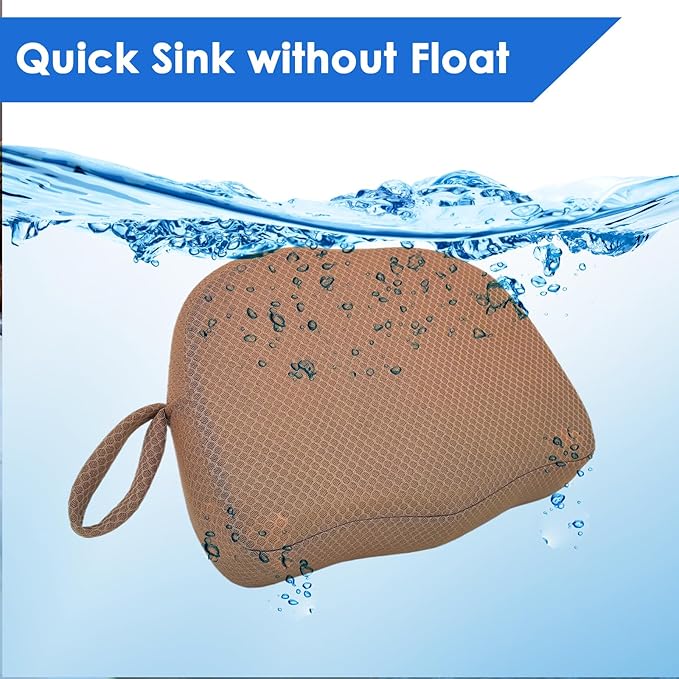 AEROiVi Hot Tub Booster Seat for Adults 5in Thick Weighted Quick Sink Brown