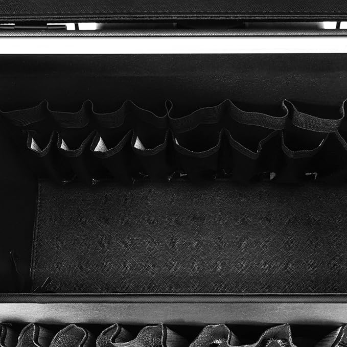 LXYIUTRW Bepritm Rolling Makeup Case, Large Retro Train Case Hairdressing Trolley with Universal Casters & Combination Lock, Travel Hair Tool Organizer for Barber, Beauty Stores, Nail Salons (Black)