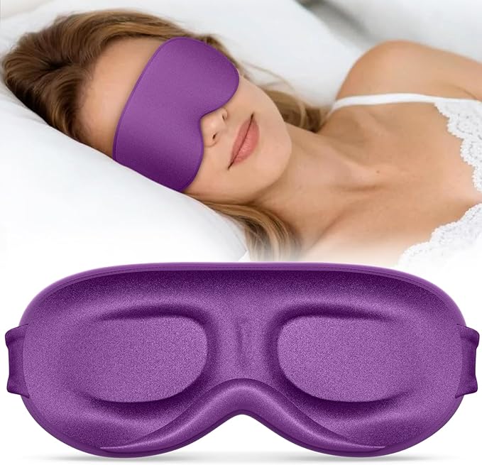 Vynix® Sleep Mask for Women Men - 100% Blackout Eye Masks for Sleep - 3D Soft Sleeping Mask for Side Sleepers - Zero Pressure Lash Extensions Eye Cover Shade for Airplane Travel Essentials, Purple