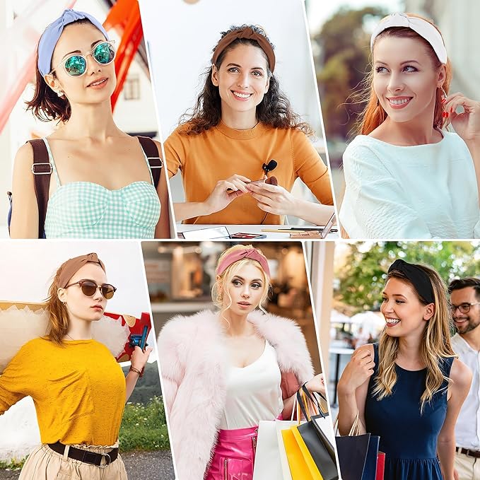 Headbands for Women Girls - 6PCS Stylish Top Knotted Headbands - Knotted Headband for Women - Head Bands Wide Hairband Hair Accessories