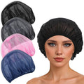 guduling 4pcs Mesh Hair Net for Sleeping, Net Plopping Cap for Drying Curly Hair, Curly Hair Drying Cap for Women Sleeping Dry Hairs, Kitchen Home Use (Black, Navy, Dark Blue, Gray)