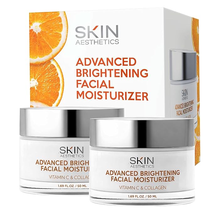 Skin Aesthetics Vitamin C & Collagen Face Moisturizer - Anti-Aging, Hydrating, Fine Lines & Wrinkles, Brightening - Dermatologist Tested Korean Skincare - Clean Beauty, Cruelty-Free - Duo Pack