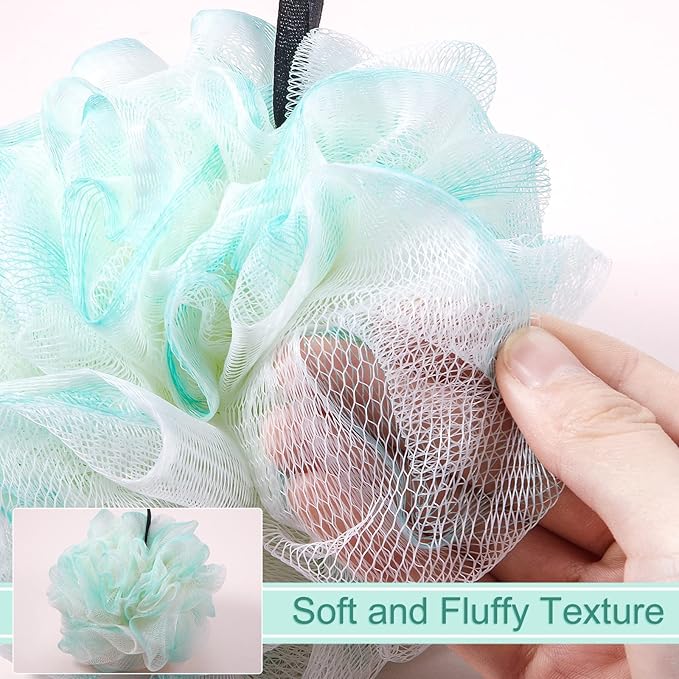 Shellwei 48 Pack Bath Sponge Shower Loofahs Bulk Pack 50g Soft Net Body Scrubber Shower Pouf Sponge Ball Body Mesh Pouf Exfoliating Bath Scrunchies for Men and Women