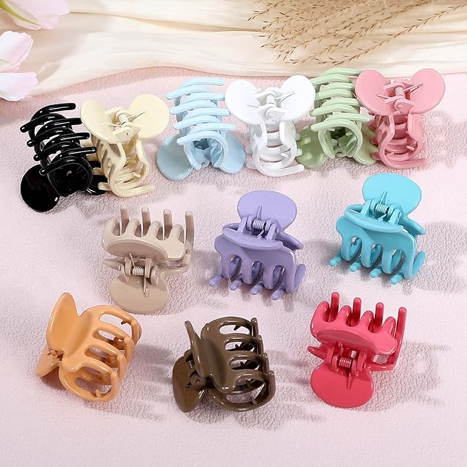 Sisiaipu 12Pcs Hair Clips for Women 1.8 Inch Small Claw Clips for Thin Hair Medium Hair Claw Clips for Thick Hair Accessories for Women Girls (Gloss Colorful)