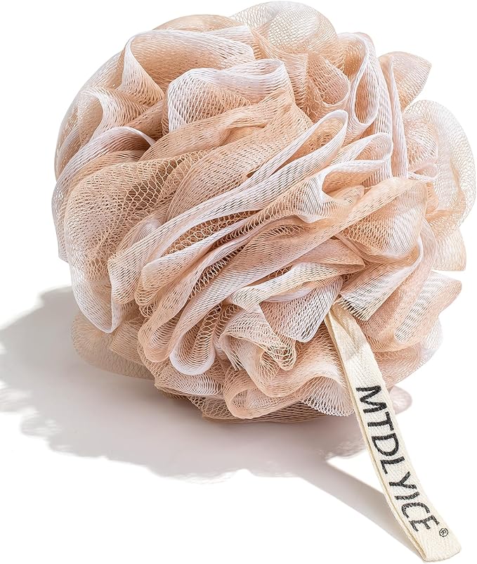 MTDLYICE Loofah Sponge, XL Large Loofah 75g 4 Pack, Bath Sponge Soft Mesh Shower, Body Scrubber, Loofah for Men, Bath Accessories Body wash Foaming (Beige)