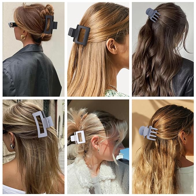 SMKSL 3 Styles Hair Clips for Women Small Medium Big Claw Clips for Thin Thick Hair 12 Pcs Hair Claw Clips Hair Clips Combination Hair Accessories for Women (Grey)