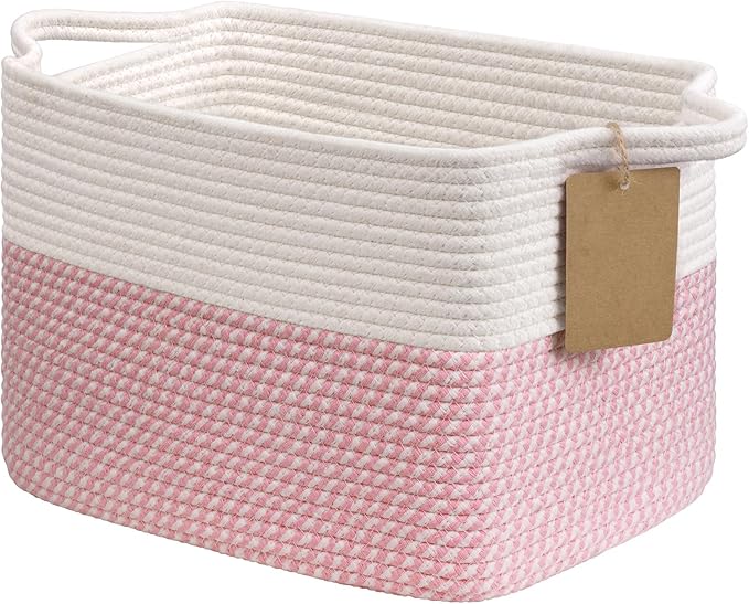 Goodpick Extra Large Woven Rope Storage Basket, Rectangle, Light Gray