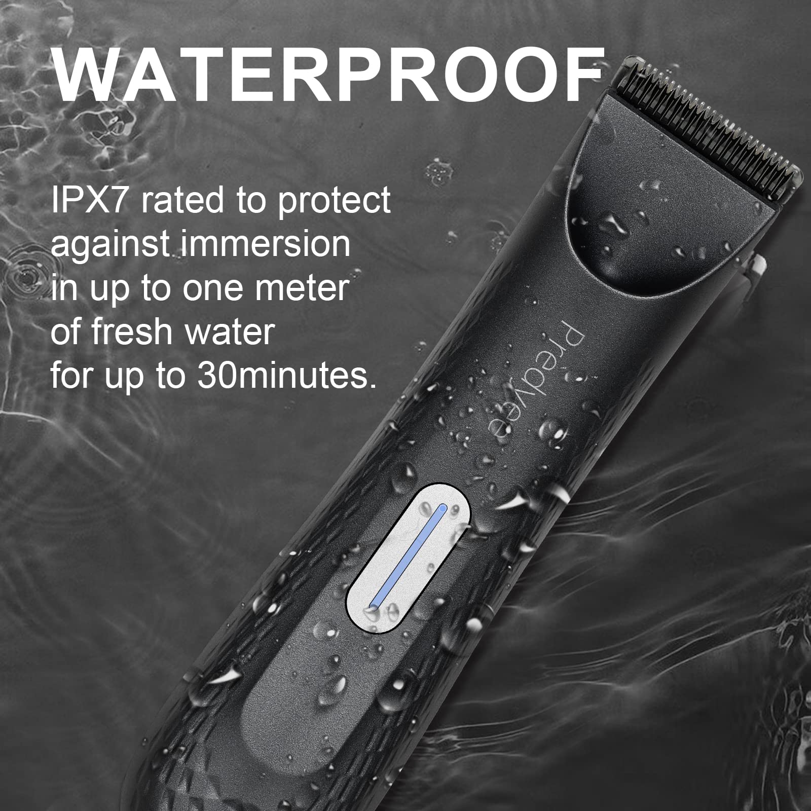 Predyee Manscape Ball Trimmer for Men, Body Hair Trimmer with Safe Ceramic Blade, IPX7 Waterproof Groin & Pubic Hair Clipper with LED Light, USB-C Rechargeable Wet/Dry Manscaping Shaver