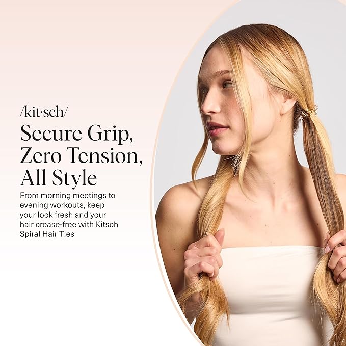 Kitsch Spiral Hair Ties for Women – Coiled Plastic Hair Ties No Damage, Ponytail Holders for Thick and Thin Hair – Creaseless and Dent-Free, Phone Cord Style - Brunette, 8 Pcs