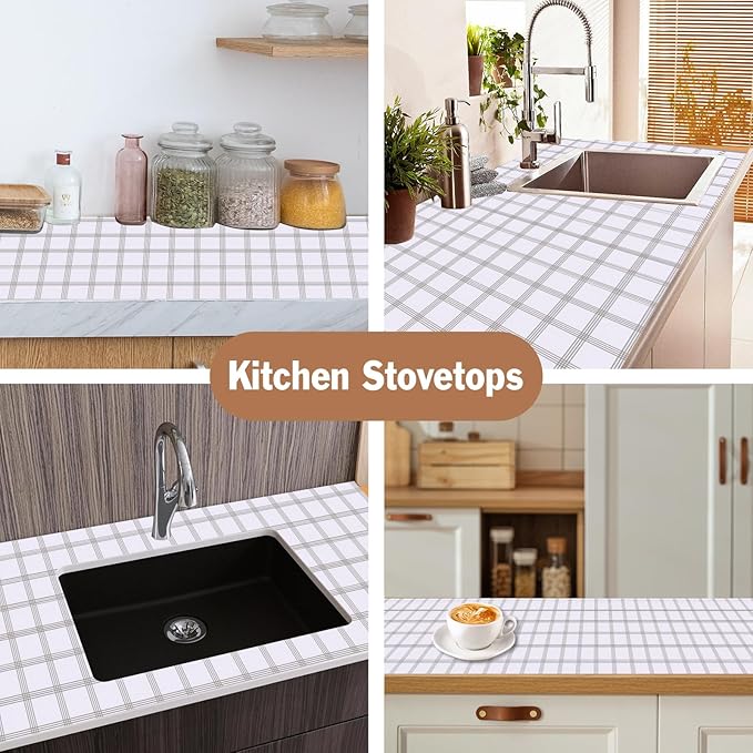Shelf Liners for Kitchen Cabinets 12in x 30FT, Non Adhesive Drawer Liner White Square Thickened Shelf Liner Non-Slip Easy to Clean for Tool Box Refrigerator with Knife and Tape Measure