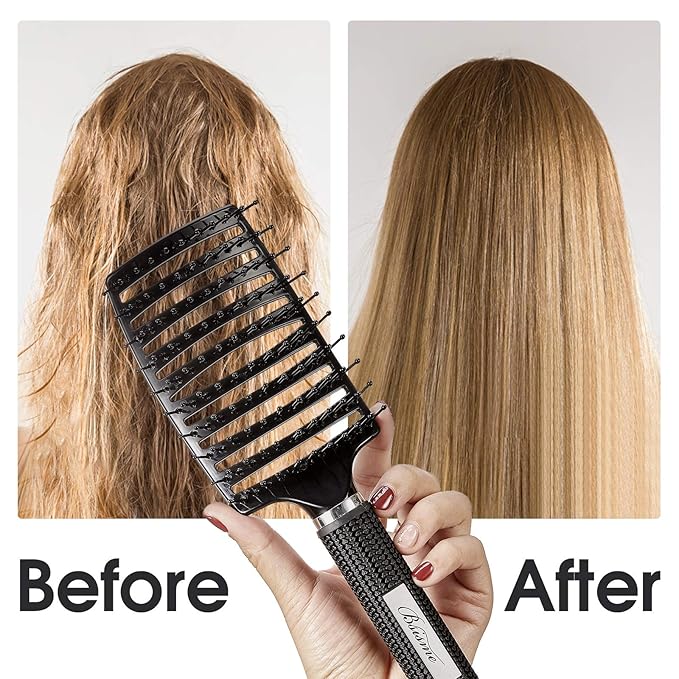 Hair Brush, Curved Vented Detangler Brush Faster Blow Drying for Women, Men