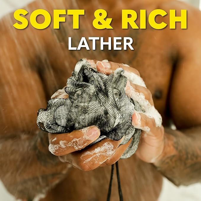 The Beard Club Premium Exfoliating Loofah Sponge - Soft Shower Body Scrubber for Men & Women, Large Bath Loofah for Luxurious Skin Care, Durable Shower Pouf & Bathing Accessories in Stylish Design