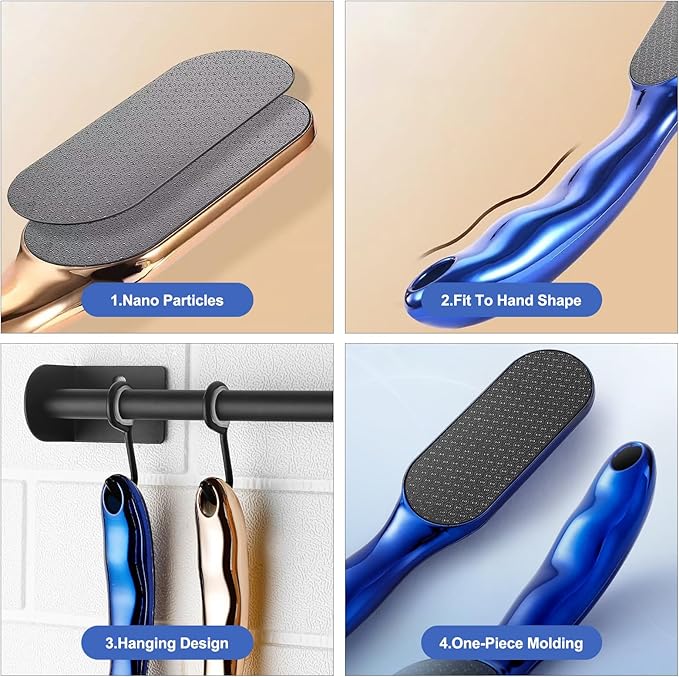Veinsgrain Foot File, Nano Glass Foot File, Hard Skin Remover Nano-Glass Foot File, Veins Grain Foot File, Professional Foot Care Tools, Pedicure Tool for Smooth Feet (Blue)