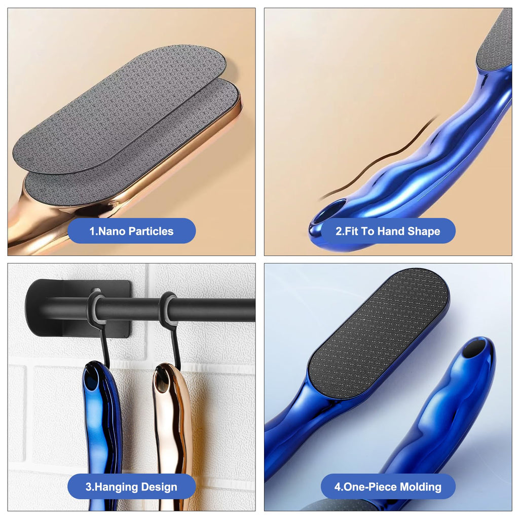 Veinsgrain Foot File, Nano Glass Foot File, Hard Skin Remover Nano-Glass Foot File, Veins Grain Foot File, Professional Foot Care Tools, Pedicure Tool for Smooth Feet (Blue)