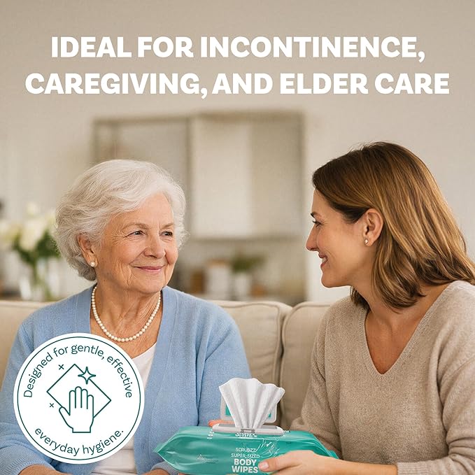 Adult Wipes for Elderly, Extra Large 8” x 12” – Thicker, Premium & Extra Moist No Rinse Whole Body Bathing & Incontinence Wipes – For Men and Women, Bed Bathing & Daily Hygiene – 600 Count