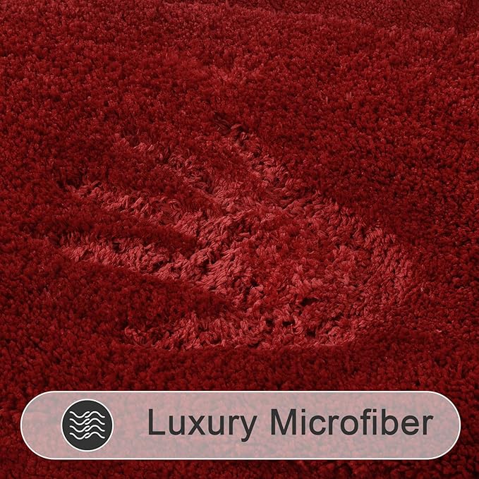SHACOS Red Bathroom Rugs Sets 3 Piece Bath Mat U Shaped Toilet Rug