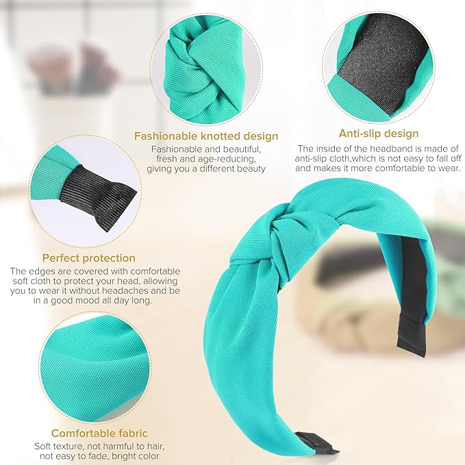 DiyJibb Headbands for Women Girls - 6PCS Stylish Top Knotted Headbands - Knotted Headband for Women - Head Bands Wide Hairband Hair Accessories