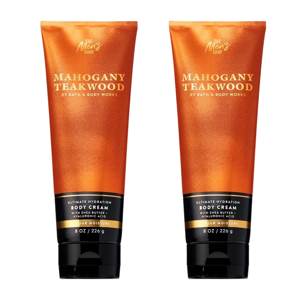 Bath & Body Works Body Cream for Men, Mahogany Teakwood, 8 oz, 2 Pack