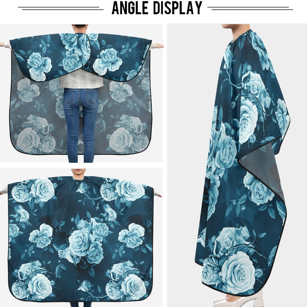 Visesunny Barber Cape - Rose Peony Leaf Bird Polyester Hair Cutting Salon Apron Anti-Static Haircut Water-Resistant Shaving Cloth Beard Shaving Bib