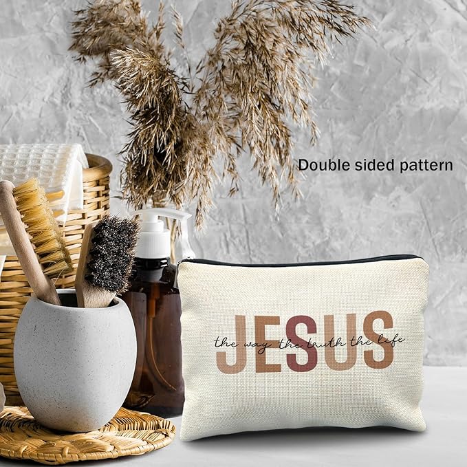 Likjad Bible Gift Makeup Bag for Women, Christian Jesus Cosmetic Pouch, Jesus Gifts for Women, Faith Based Gifts Zipper Pouch