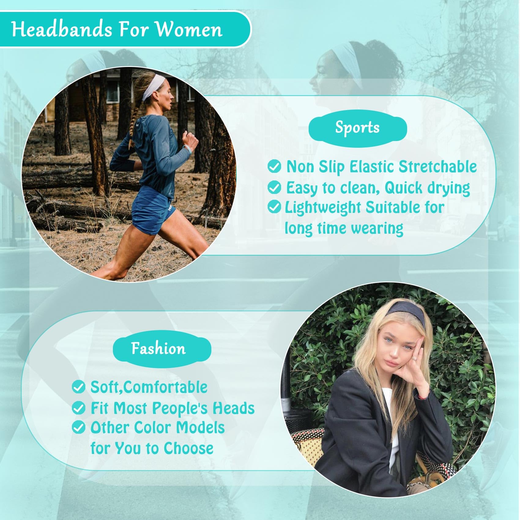 Aclovcy Headbands for Women Non Slip Head Bands for Women's Hair cute elastic womens headbands Soft Cotton Cloth Fashion floral headband for women for Daily Workout Sports Running Yoga
