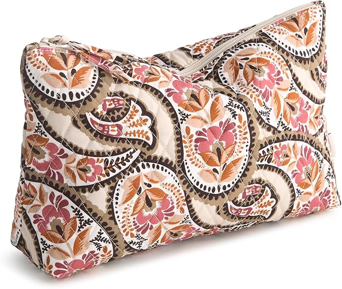 Premium Cotton Large Pouch, Blooming Paisley, One Size