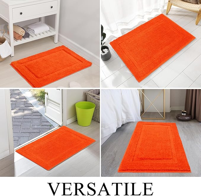 SHACOS Super Soft Bathroom Runner Rugs Set of 2 Pieces 47x20 + 32x20 inch Non Slip Washable Bath Runner Bath Mats Plush Bath Rug Runners Absorbent Bathroom Carpet, Orange
