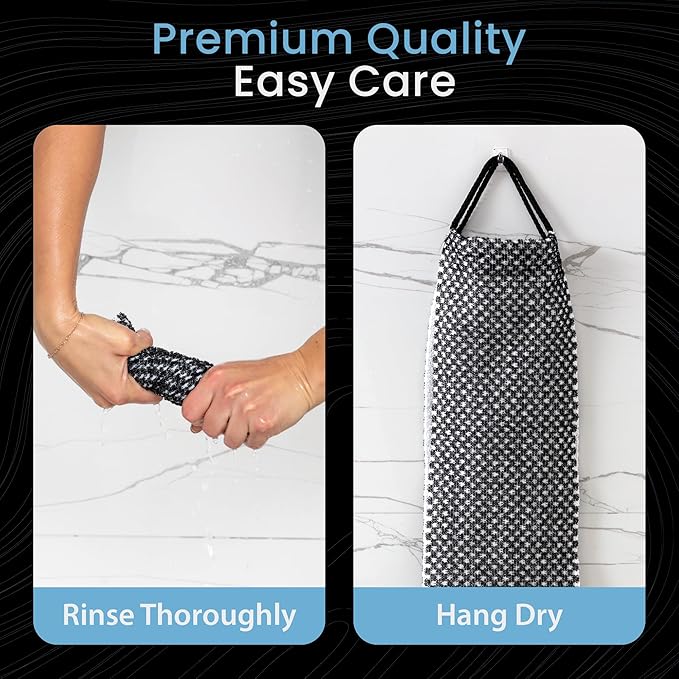 SHOWER BOUQUET Japanese-Exfoliating-Washcloth Back-Body Charcoal Silver Ion