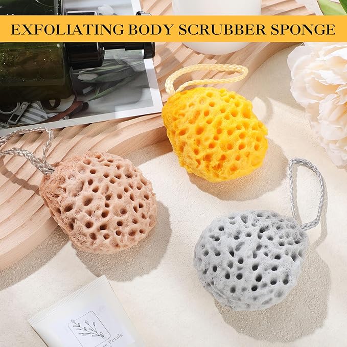 FoldTier 6 Pcs Bath Sponge Deep Cleansing Body Loofah Gentle and Deep Exfoliating Body Scrubber Bath Accessories Men Women Baby Sponge for Bathing Shower (Classic Color)