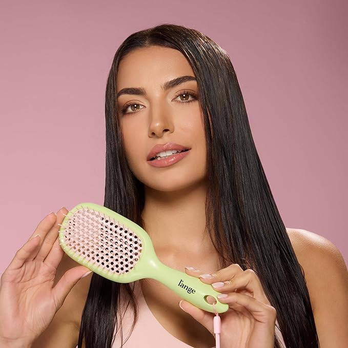 L'ANGE HAIR Detangling Vented Brush | Flexible Bristles for Wet or Dry Hair | Gentle Glide to Reduce Breakage | Ergonomic Shower Brush | Great for All Hair Types & Sensitive Scalps (Green)