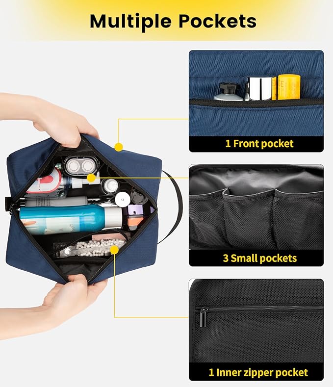 Vorspack Travel Toiletry Bag for Men - Hanging Toiletries Bag Water Resistant Travel Bag for Toiletries Accessories - Navy Blue