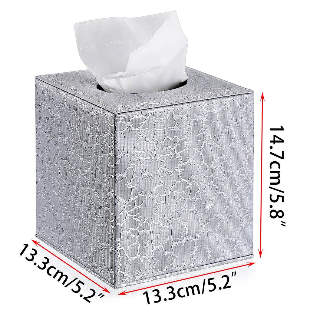 Sumnacon Square Tissue Box Cover with Magnetic Bottom,PU Tissue Box Holder