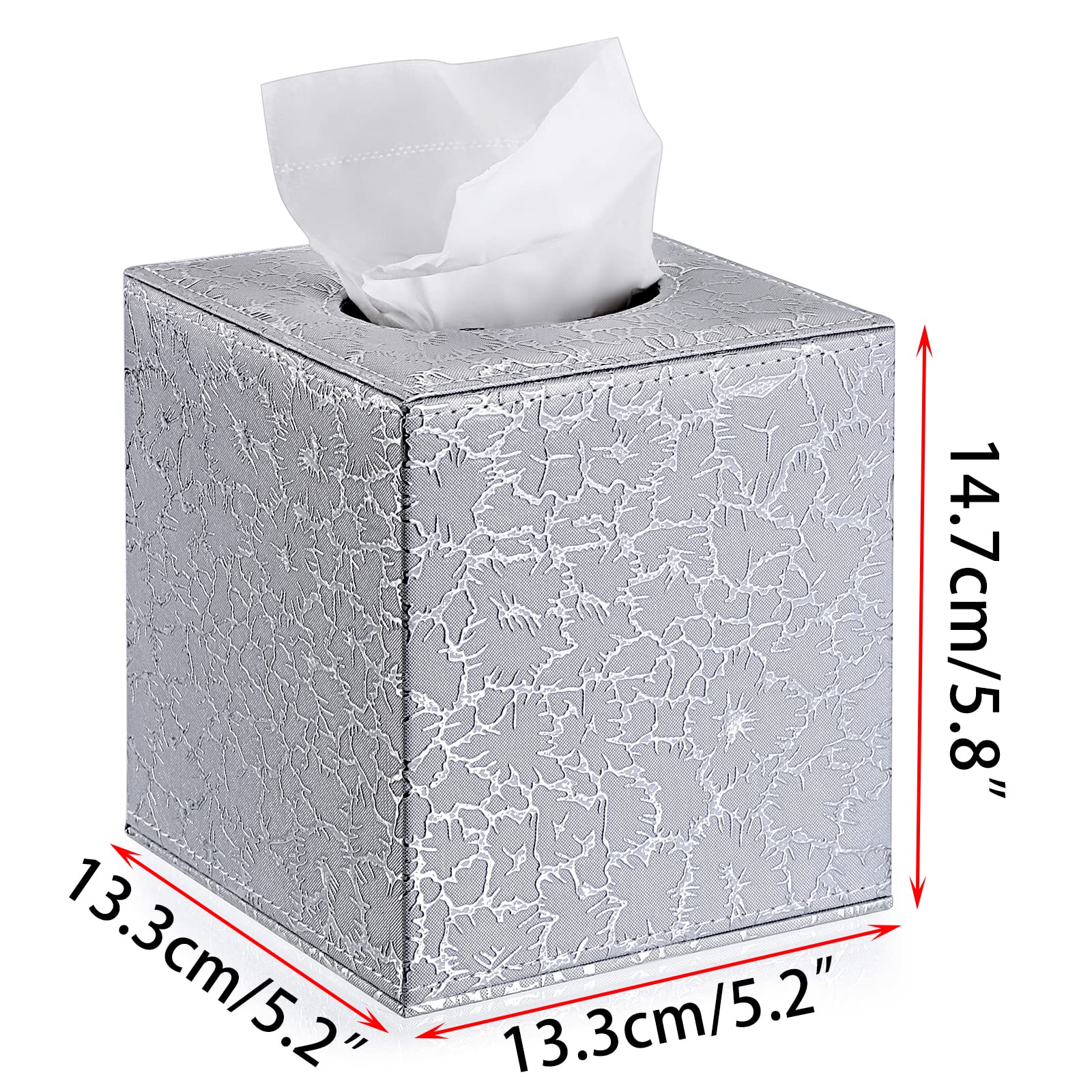 Sumnacon Square Tissue Box Cover with Magnetic Bottom,PU Tissue Box Holder