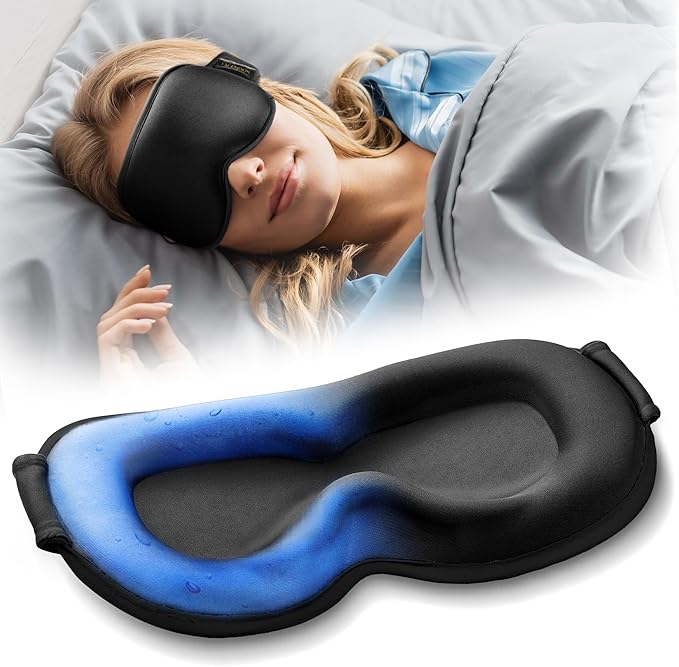 3D Cooling Gel Weighted Eye Mask for Puffy Eyes & Sleeping, Fsa Eligible Items Hsa, 6oz Gel-Weighted Blackout Sleep Mask, No Eye Pressure, Cold Relief for Migraines, After Surgery & Travel
