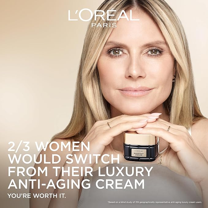 L'Oreal Paris Age Perfect Anti-Aging Midnight Cream, Face Moisturizer with Shea Butter to Reduce Wrinkles and Firm Skin, 1.7oz + Serum Sample