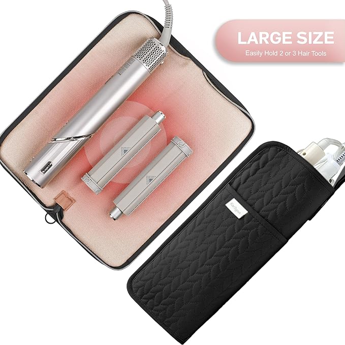 KarSyon Hot Tools Organizer Heat Resistant Mat Case Hair Tools Holder Travel Bag Portable Hair Styling Tools Cover Pouch for Curling Iron,Flat Iron,Hair Straightener (Black)
