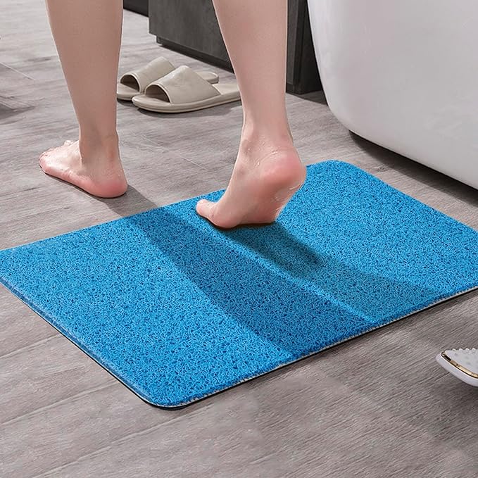 Asvin Soft Textured Bath, Shower, Tub Mat, 47x16 Inch, Phthalate Free, Non Slip Comfort Bathtub Mats with Drain, PVC Loofah Bathroom Mats for Wet Areas, Quick Drying
