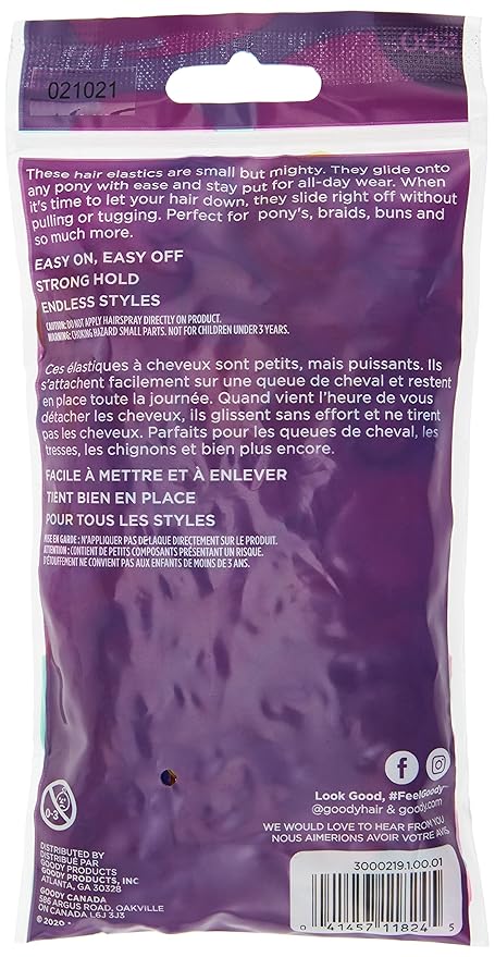 Goody Kids Ouchless Polyband Hair Ties, 500 Ct, Assorted Colors (Glitter), Latex Elastic Bands, Easy Glide, Ultra-Strong Hold Accessories for Girls & Boys, Secure Hold Ridge Design, All Hair Types