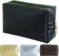 YUDEYG Makeup Bag for Purse, Compact Toiletry Pouch, Crocodile-Embossed Cosmetic Travel Bag, Small Makeup Pouch, Unisex Toiletry Travel Bag
