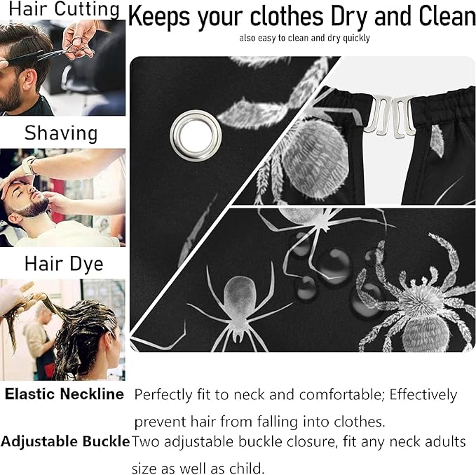 visesunny Barber Cape Spider Animal Polyester Hair Cutting Salon Cape Apron Anti-Static Haircut Water-Resistant Shaving Cloth Beard Shaving Bib Hairdressing Cape